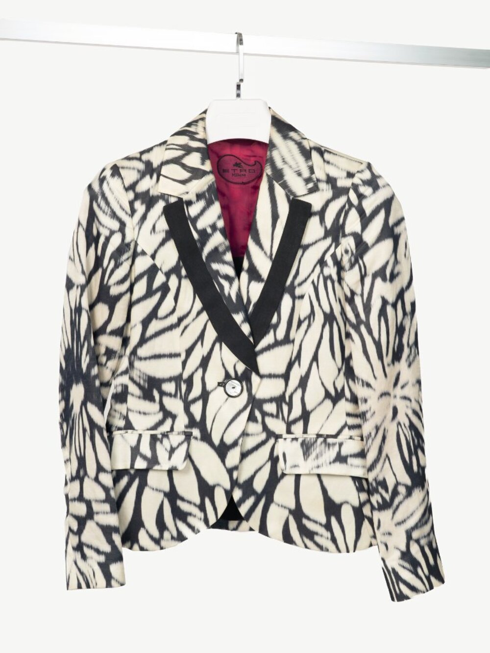 Etro White & Black Tie-Dye Flax-Satin Blazer